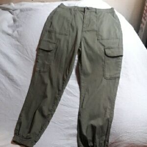 Green High Rise Cargo Joggers
